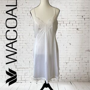 Wacoal Polyester Embroidered Ivory Lace Full Length Slip Dress Size XL 44